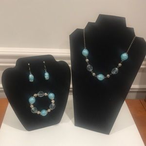 Necklace set new no tag. Light blue colour with matching bracelet & earr…